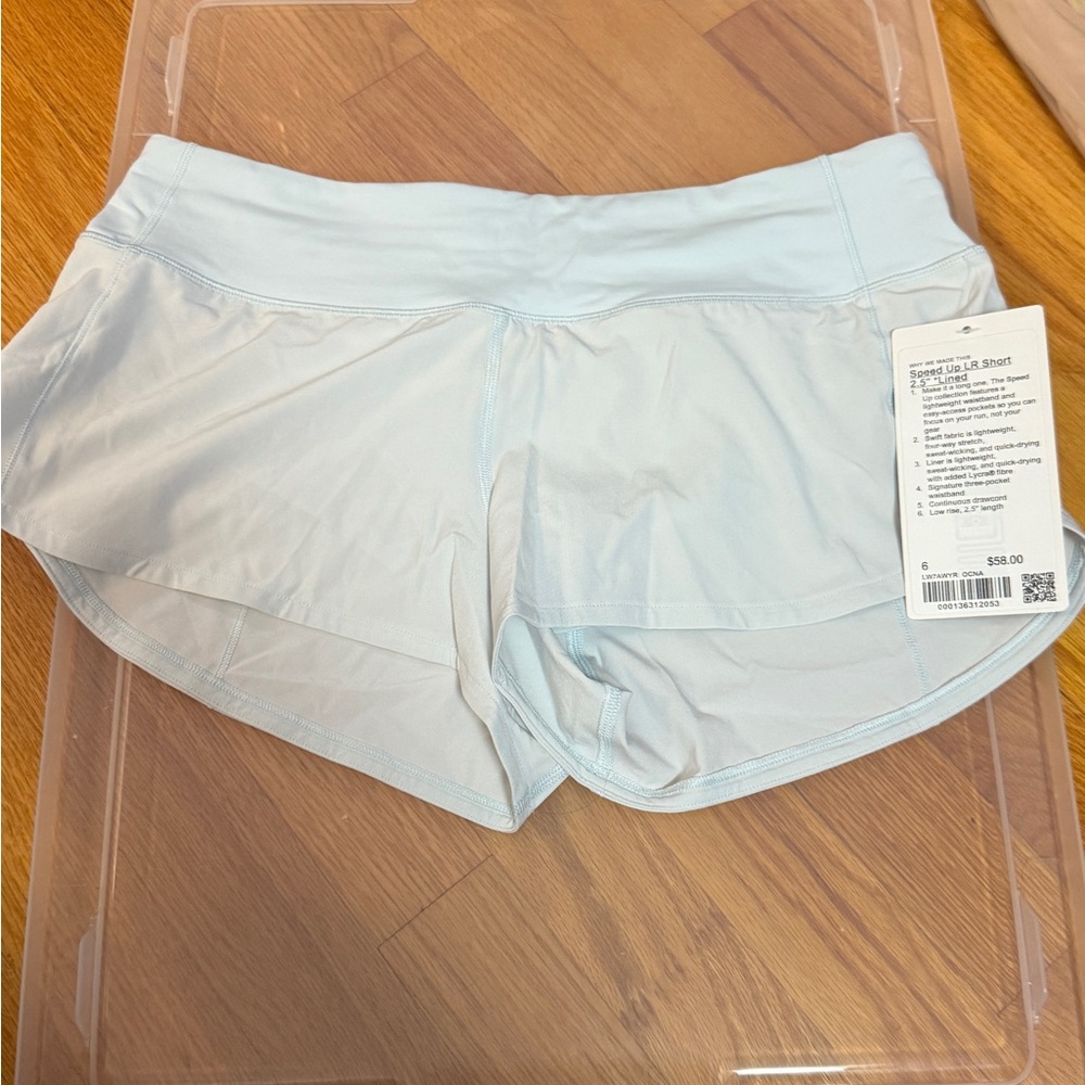 Lululemon Speed Up LR Short - 2.5” Size 6 NWT - Ocean Air